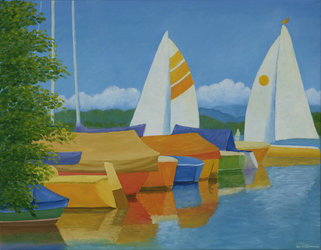 Schiffe auf dem Greifensee, Ölfarben