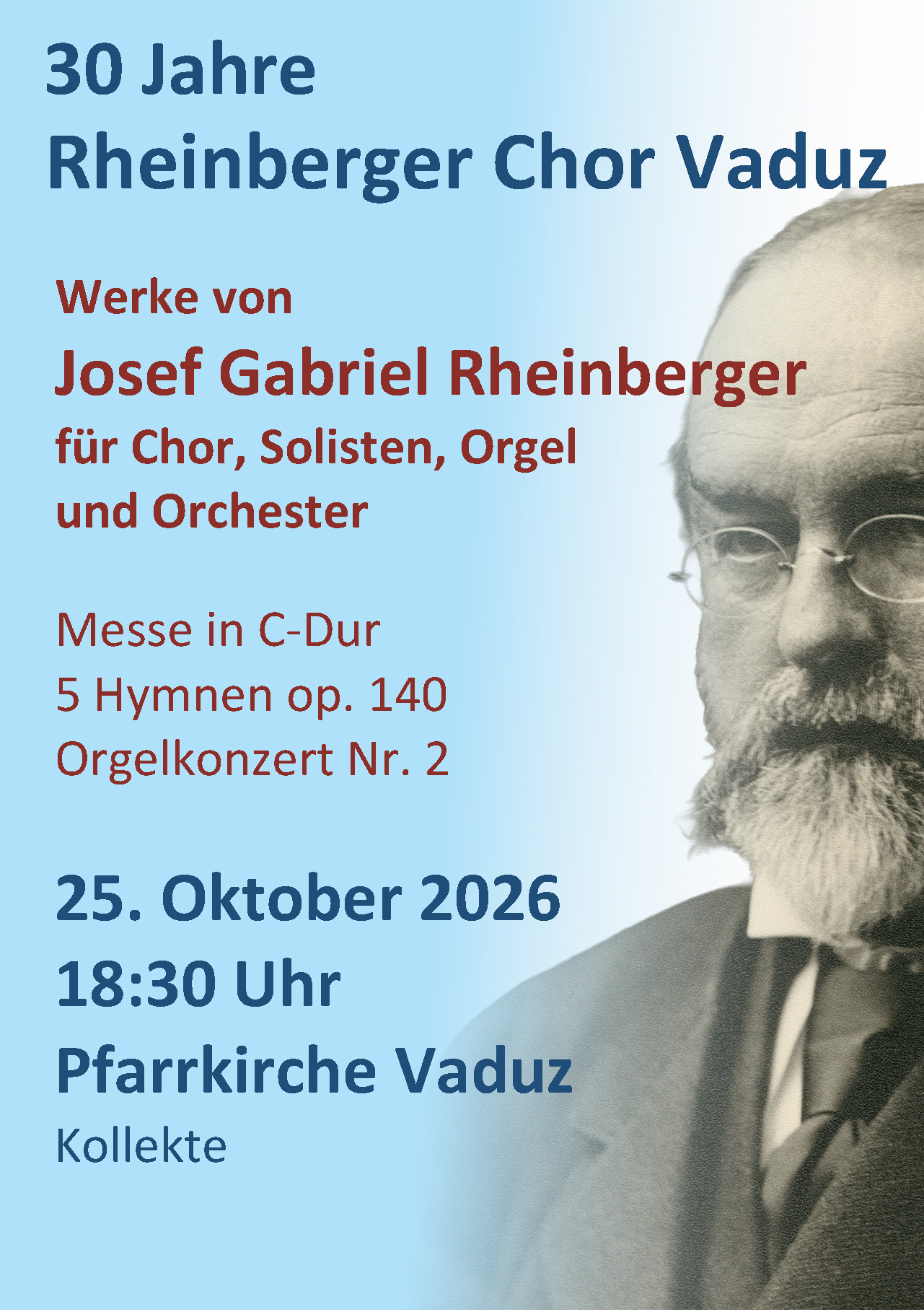 30 Jahre Rheinberger Chor Vaduz: Herbstkonzert mit Werken von J.G. Rheinberger