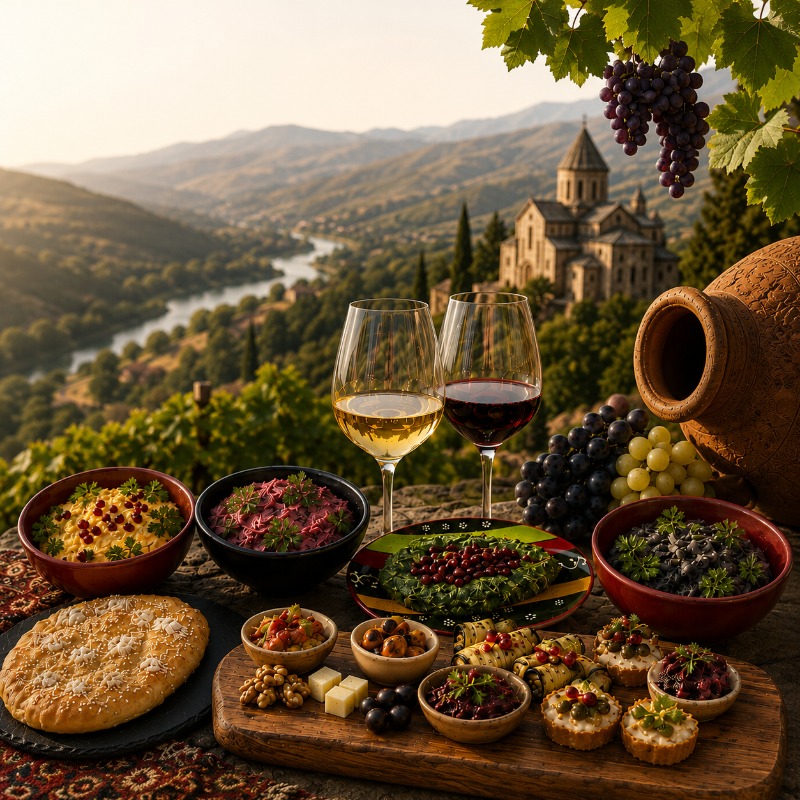 Georgische Weinprobe – mit Häppchen, Geschichten und Musik