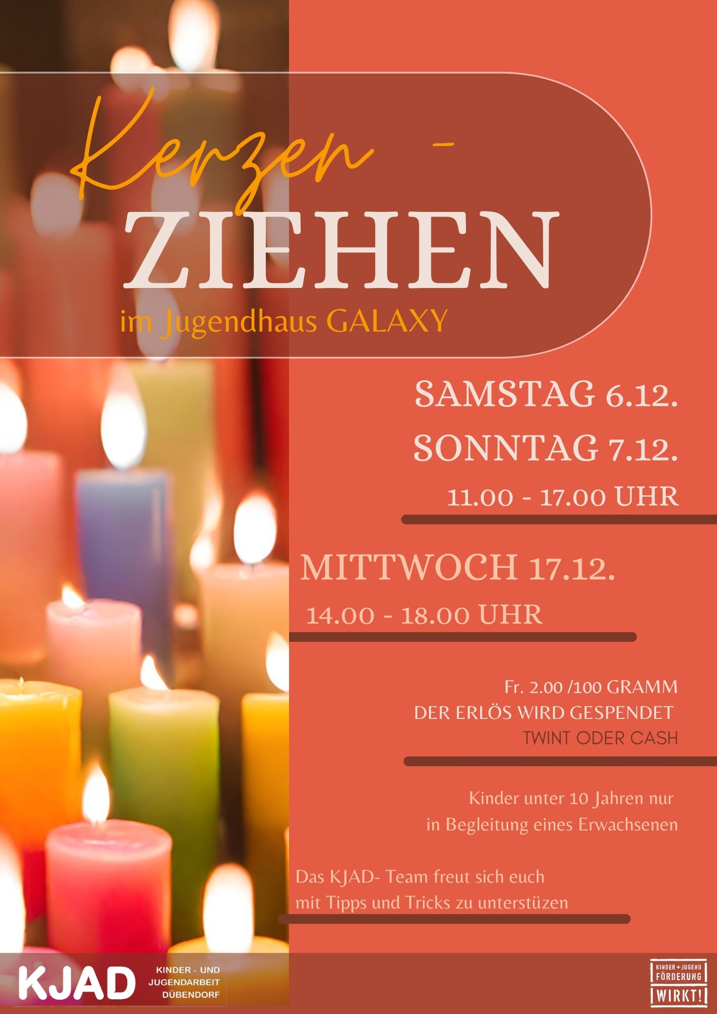 Öffentliches Kerzenziehen im Jugendhaus Galaxy
