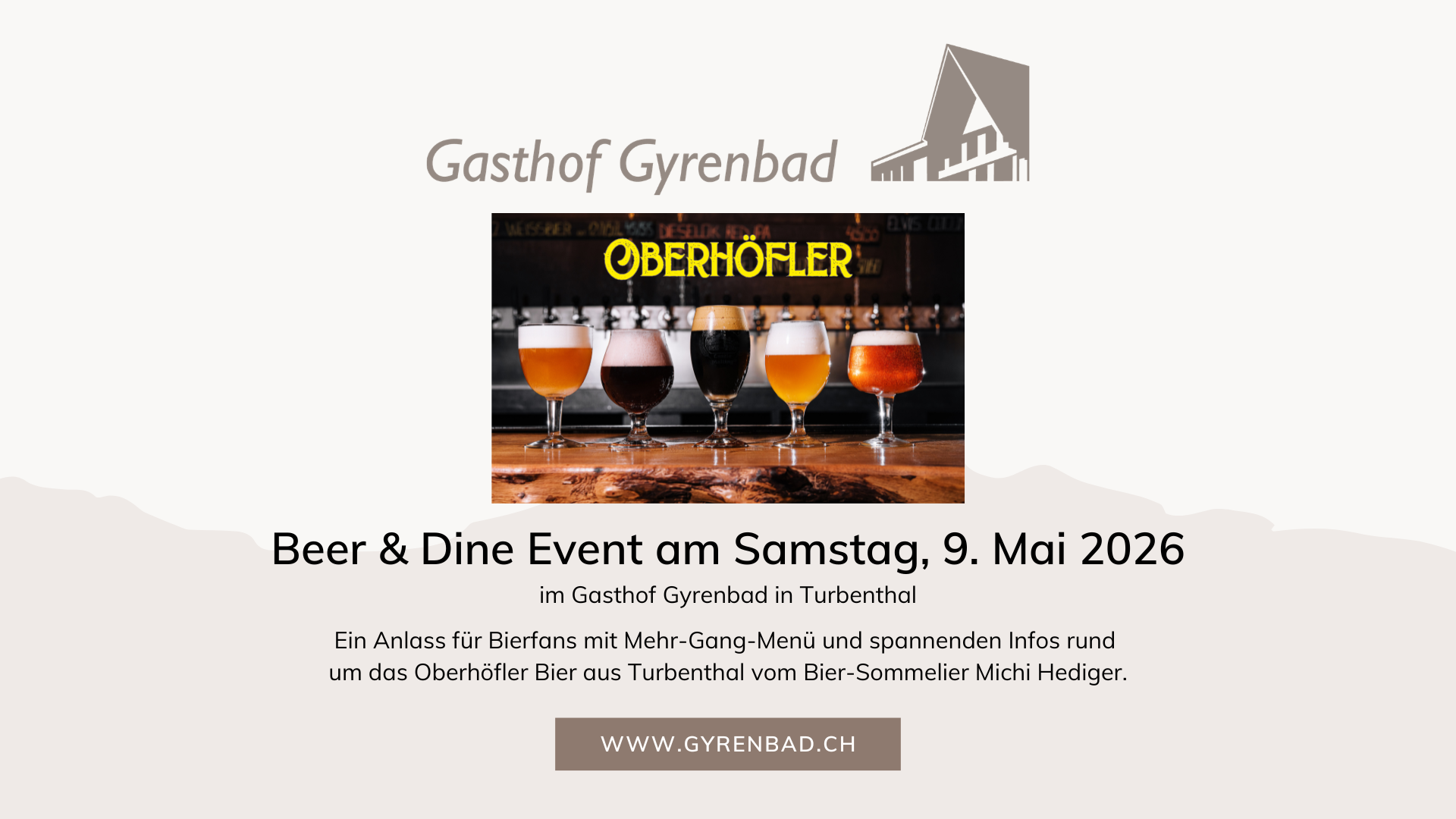 Beer & Dine im Gasthof Gyrenbad mit Oberhöfler Bier