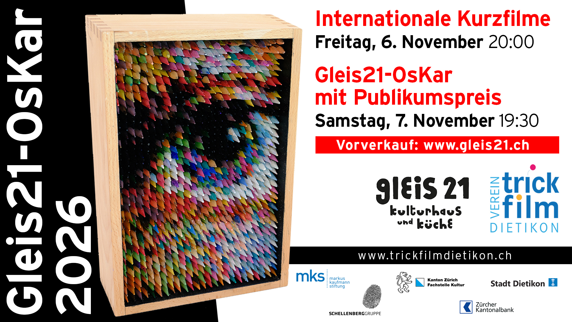 Titelbild des Events: Kurzfilmevent Dietikon mit Gleis21-OsKar