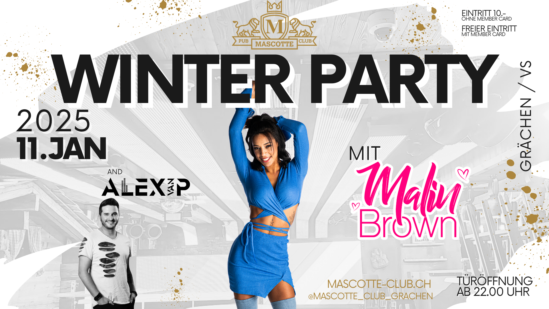 Fête d'hiver avec Malin Brown | Mascotte Club - Grächen - Guidle