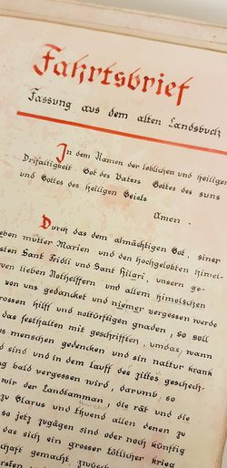 Moderne Abschrift des Fahrtsbriefes