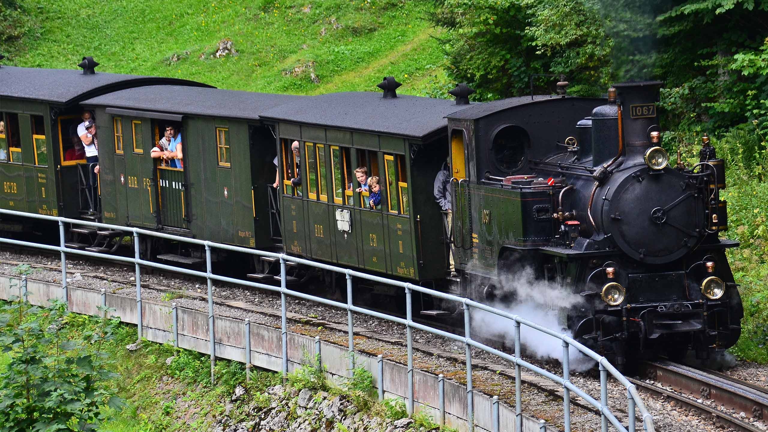 Brünig Dampfbahn Zahnradstrecke richtung Brünigpass