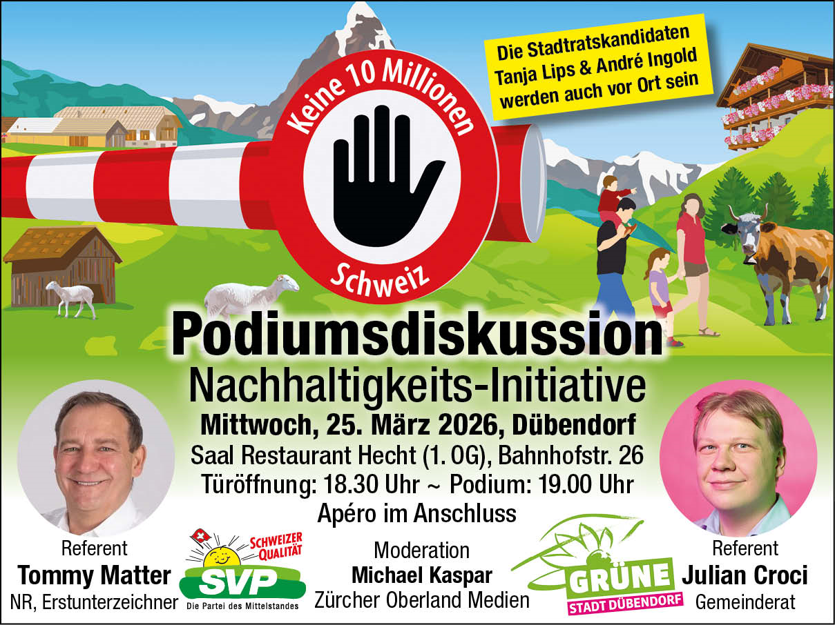 Podium zur Nachhaltigkeits-Initiative "Keine 10-Millionen Schweiz"