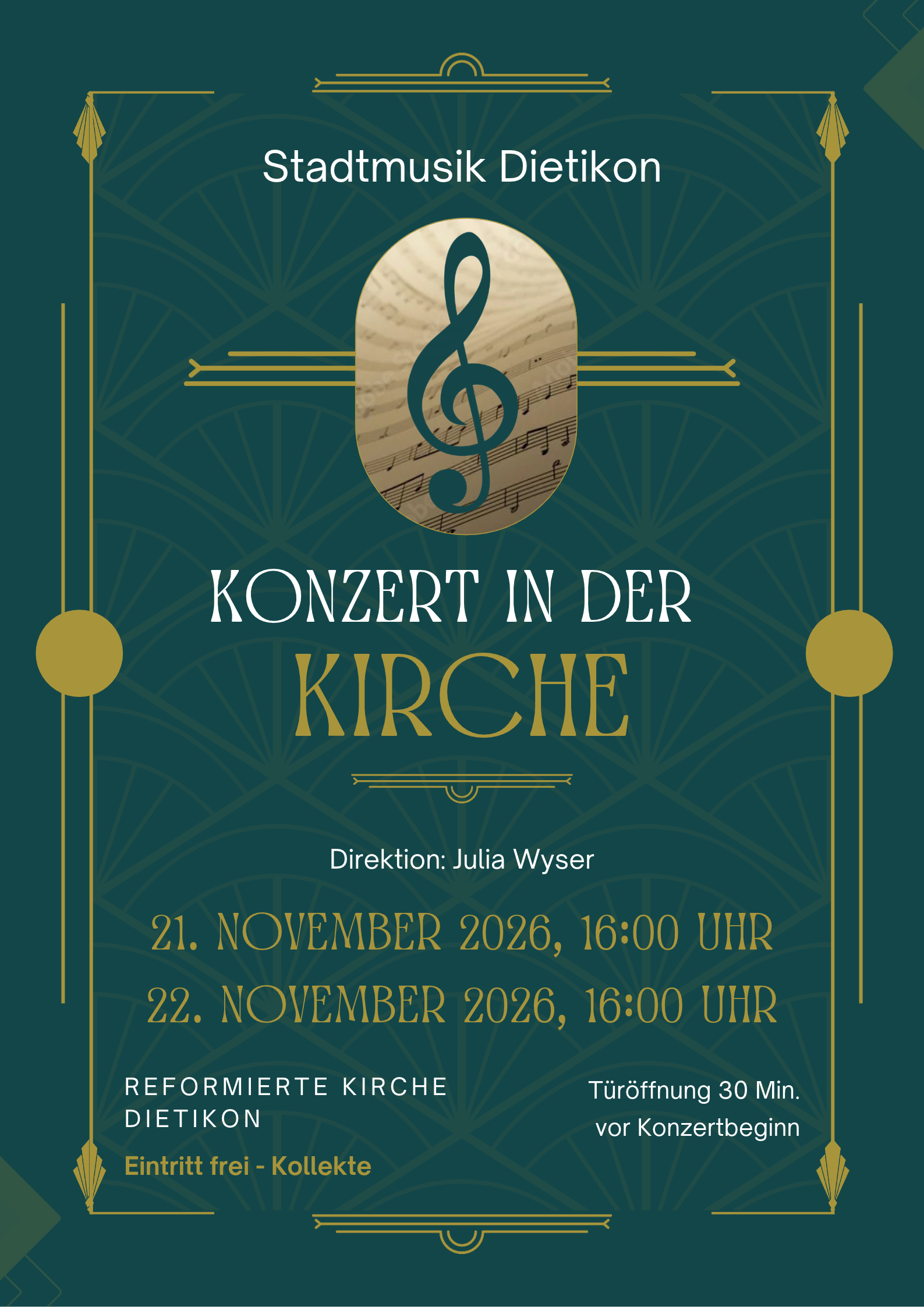 Titelbild des Events: Konzert in der Kirche - Stadtmusik Dietikon