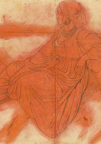 Léopold Robert, Femme de procida assise au bord de la mer, calque pour une gravure, vers 1827. (© Musée des beaux-arts, La Chaux-de-Fonds)