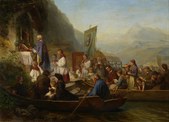 Raphael Ritz, Gottesdienst in der Bittwoche, 1863, Öl auf Leinwand, 94 x 130,5 cm