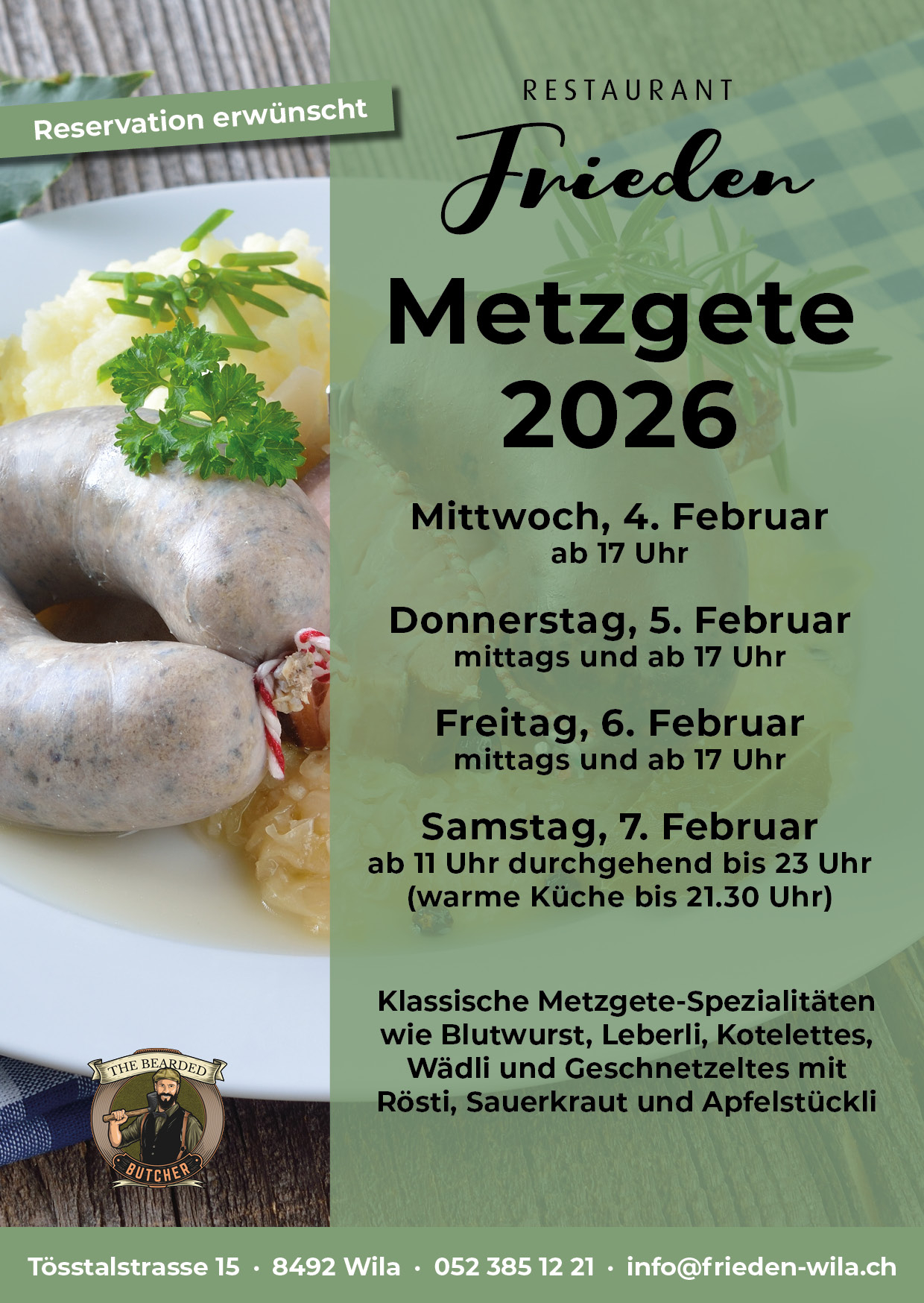 Metzgete im Restaurant Frieden in Wila
