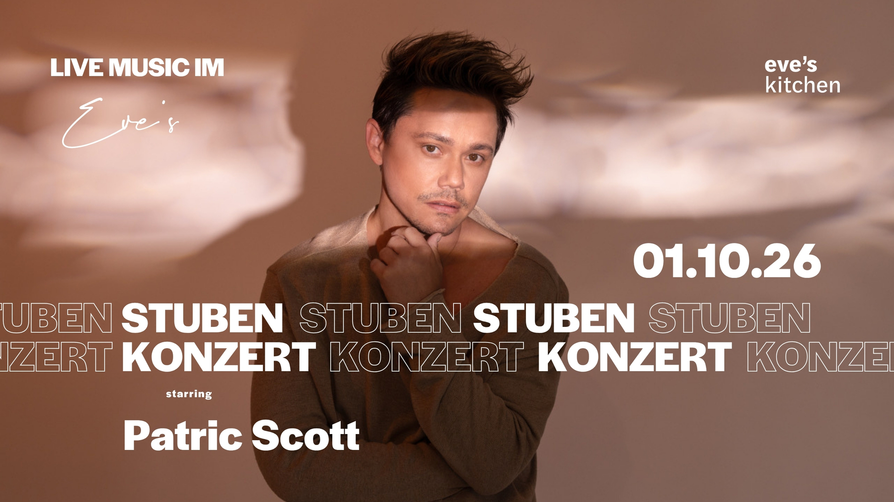 Titelbild des Events: Stubenkonzert «eve's unplugged» mit Patric Scott
