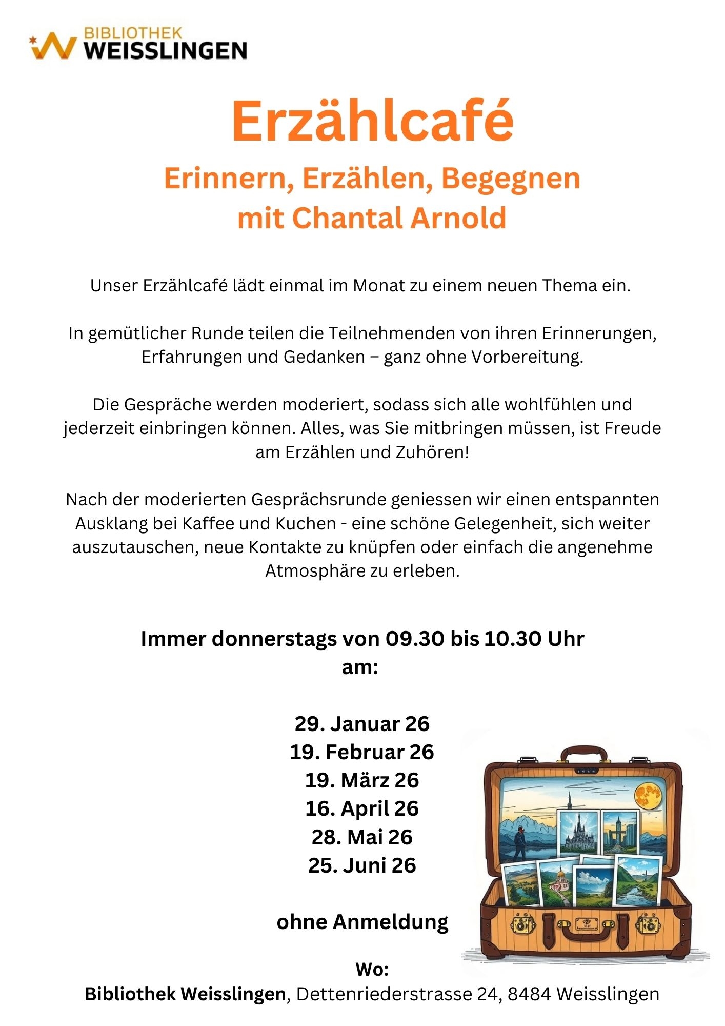 Erzählcafé: Erinnern - Erzählen - Begegnen mit Chantal Arnold